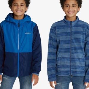 EUC Eddie Bauer Kids 3-in-1 Color Blocked Fleece Lined Jacket